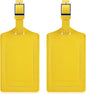 Travelambo Luggage Tags for Suitcases Faux Leather Privacy Protection 2 Pack Bag Tags Travel Accessories Essential, Energetic Yellow