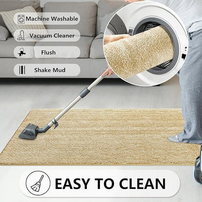 REFETONE Indoor Doormat, Front Door Mat 32"x48" Absorbent Rubber Backing Non Slip Back Door Mats, Washable Low-Profile Inside Floor Mat Door Rugs for Entryway, Resist Dirt Mud Mat for Dogs, Brown