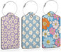 Retro Cream Daisies PU Leather Luggage Tags for Suitcase, Colorful Floral Travel Cruise 3 Pack with Privacy Flap, Name ID Label and Metal Loop for Women Men Girls Baggage Bag Backpack