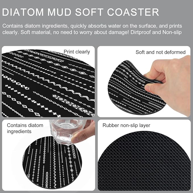 Contemporary Geometric Coasters Set of 4, Absorbent Coasters