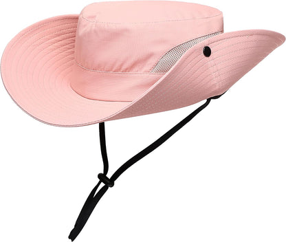 Womens Summer Sun Hat Beach Hat Wide Brim Outdoor UV Protection Hat Foldable Cool Mesh Ponytail Bucket Hat