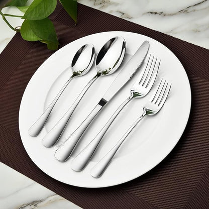 Silverware Set for 8, 40 Piece Stainless Steel Flatware Utensil Cutlery Set |