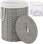 Laundry Basket with Lid Round Rattan Laundry Hamper with Lid and Handles 29.1 Gal (110 L) Handwoven Woven Basket with Removable Bags and 2 Mesh Bags for Bathroom Living Room Gray