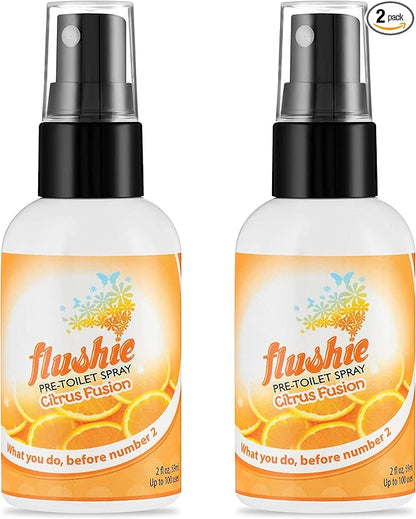 Flushie Pre-Toilet Spray for Poop Travel Size Toiletries Bathroom Spray for Poop Spray for Toilet Deodorizer Traveling Essentials Poop deodorizer Poop Odor eliminator… (Citrus, 2oz 2pack)