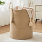 Jute Woven Rope Laundry Hamper, Tall Laundry Basket for Blanket Storage, Large Dirty Clothes Hamper for Toys, Decorative Baby Nursery Hamper for Bedroom, Living Room - Jute Brown, 72L