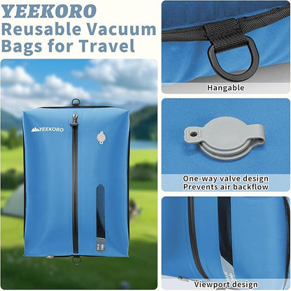 Vacuum Bag for Travel, Professional IPX8 Waterproof Reusable Vacuum Compression Bags for Travel Suitcases, Durable Space Saver Bag(2 Large,No Pump)
