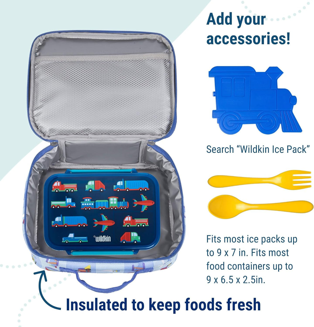 Wildkin Kids Insulated Lunch Box – Durable and Reusable for School & Travel - On the Go