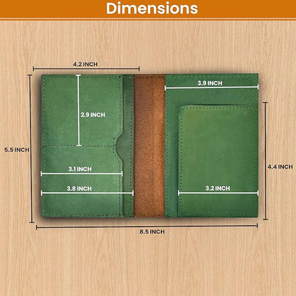 LEATHER VILLAGE Leather Passport Holder Cover – Travel Wallet with Card Slots, Vintage Passport Case for Men & Women – Cute Organizer for Travel Accessories & Documents - Green