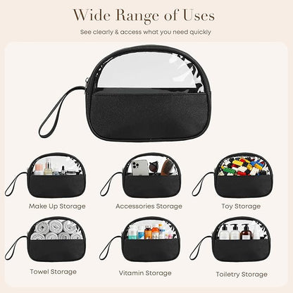 Clear Toiletry Bag, Travel Makeup Bag, Small Transparent Cosmetic Bag with Zipper，Organize Cosmetics & Skincare Essentials (Small)
