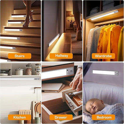 EverBrite 78LED Under Cabinet Lighting, Motion Sensor Light with Remote Control, 3 Color Temperatures & Magnetic Dimmable Closet Lights, Under Counter Lights for Kitchen, Hallway, 200 Lumen, 2 Pack