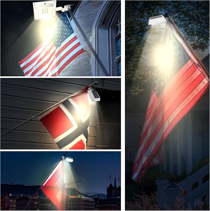 Solar Flag Pole Light, Bright Warm White 3000k Flagpole Light Upgrade Solar
