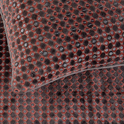 The HomeCentric Grey Bed Runner, CA King Size 86"x18" Decorative Bed Runner with 2 Matching Pillow Cover, Peach & Grey Velvet Bed Scarf in Sequins Embroidery - Ditto Dots