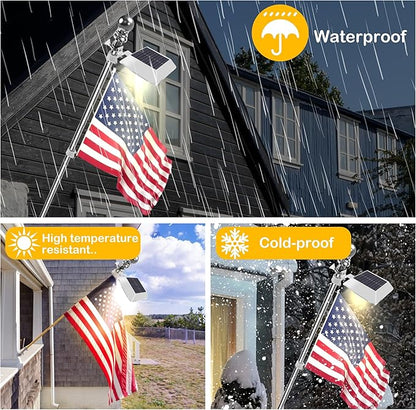 Solar Flag Pole Light, Bright Warm White 3000k Flagpole Light Upgrade Solar