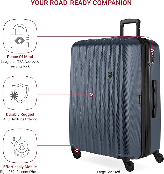 SwissGear 7272 Energie Hardside Expandable Luggage with Spinner Wheels, Navy, 3-Piece Set (19/24/27)