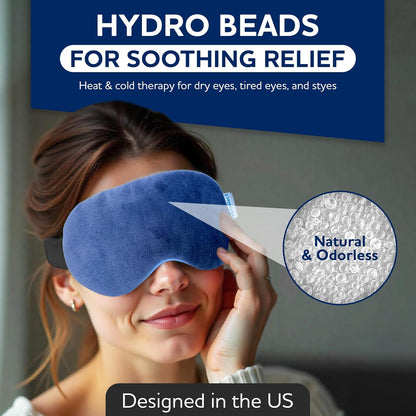 Microwavable & Freezable Hydro Beads Eye Mask - Warm & Cold Therapy for Dry Eyes, Styes, Blepharitis & Sinus Relief