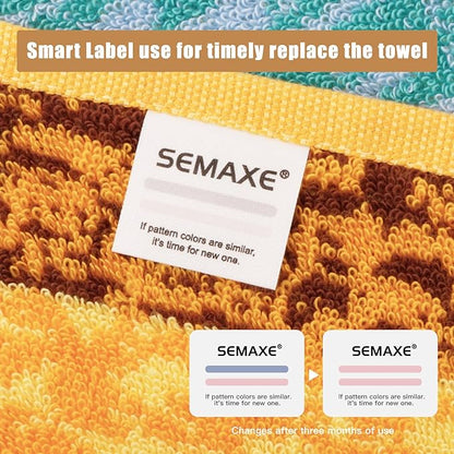 SEMAXE 18-Pack Bath Towel Set Include 6 Bath Towels, 6 Hand Towels, 6 Wash Cloths, 100% Cotton Bathroom Towels with Hanging Loops, Soft & Absorbent Towel, Colorful Towel - Wheat Field Collection