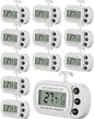 Frienda 12 Pack White Digital Fridge Thermometer Waterproof Refrigerator and Freezer Room Max/min Record Function LCD Screen Refrigerator Thermometer with Hook and Magnetic Back for Home