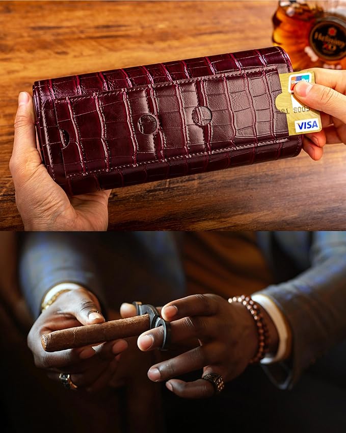 MR.OKAY 3 Watch Travel Case-Classic Leather Watch Case With Superb Texture. (Portable Watch Roll Or Organizer For Storage And Display).Festival Gift For Men, All Handcrafted By Artisans.