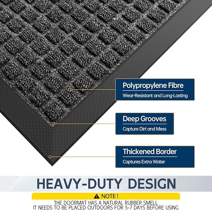Indoor Outdoor Front Door Mats, 72" x 36" Rubber Backing Non Slip Durable Welcome Floor Mats for Patio, Garage Entrance, Stain and Fade Resistant Commercial Doormats for High Traffic