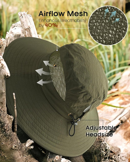 FURTALK Womens Sun Hat with Ponytail Hole Beach Hiking Summer Wide Brim UPF 80+ Outdoor Protection Foldable Bucket Hat