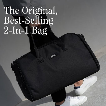 Halfday Convertible 2-in-1 Garment Duffel Weekender Bag 45L | Wrinkle-Free Travel, Hanging Suit Compartment, Shoe Pockets, Trolley Sleeve. Durable & Water-Resistant Carry-On, Shadow
