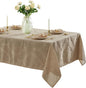 Newbridge Barcelona Luxury Damask Fabric Tablecloth, 52” Wide x 70” Rectangle, Golden Beige, 100% Polyester, No Iron, Soil Resistant Dining Room, Party and Banquet Table Cover