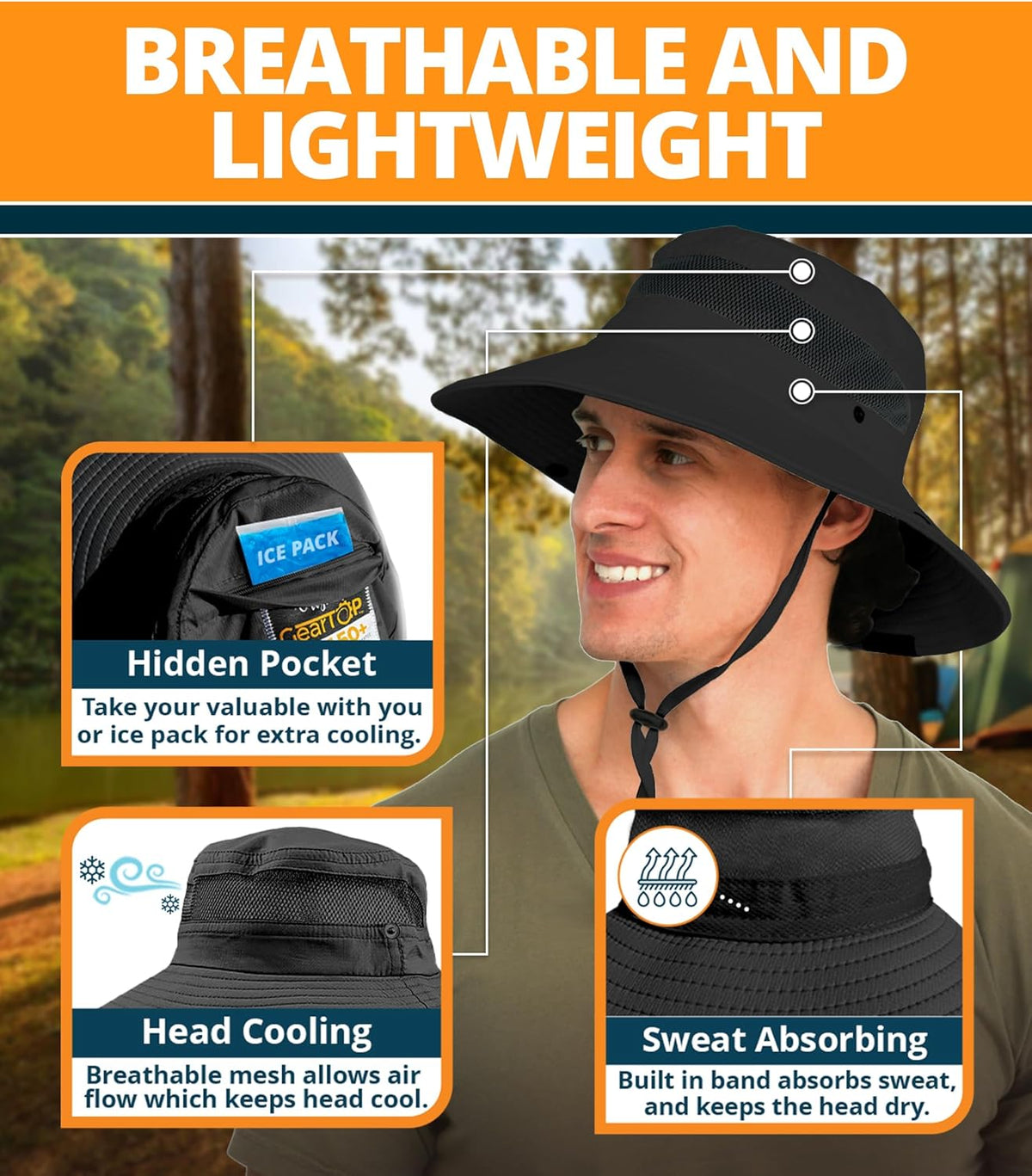 GearTOP Safari Sun Hat for Men and Sun Hats for Women UV Protection UPF 50+ Hiking, Gardening, Fishing