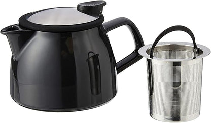 FORLIFE Bell Ceramic Teapot with Basket Infuser, 16-Ounce/470ml, Black Graphite