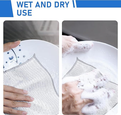 20pcs Set Non-Scratch Steel Wool Dishcloth - Multi-Use Kitchen Scrubbers, Durable Cleaning Pads for Wet & Dry Use White