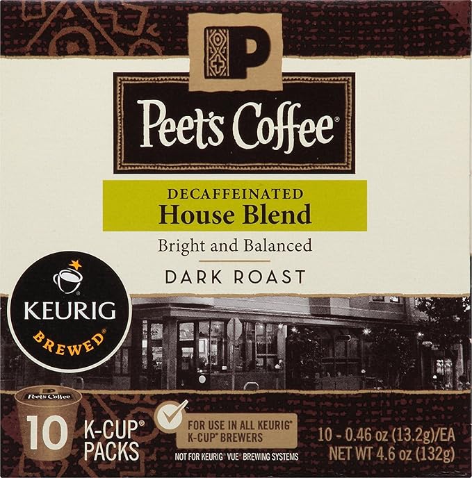 Peet's Coffee Decaf House Blend Single Cup Coffee for Keurig K-Cup Brewers 40 count