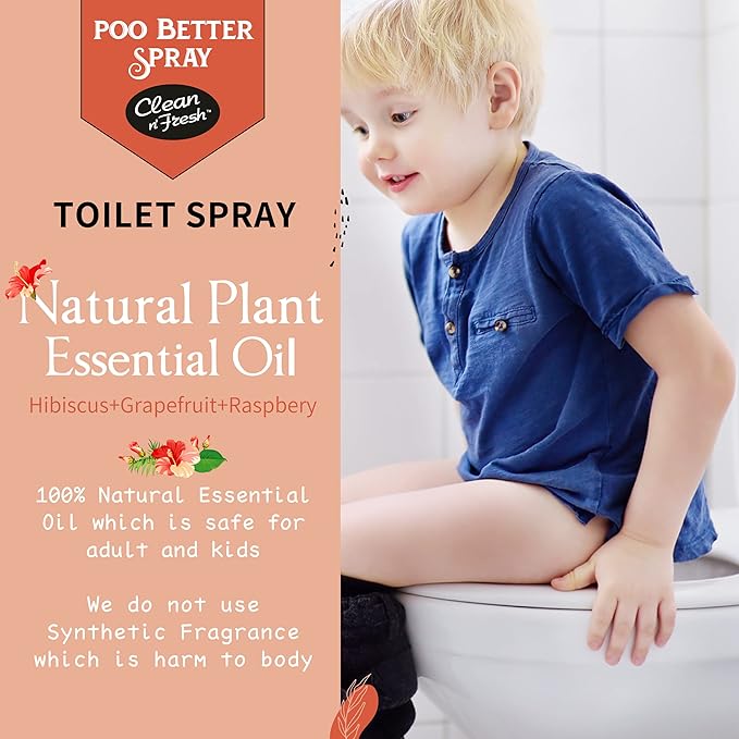 Clean-n-Fresh Toilet Spray 6.8 Oz, Hibiscus Scent, Bathroom Odor Deodorizer, A Great Air Freshener for Room, Home, Travel Size, Up to 400+ Uses, 2 Pack