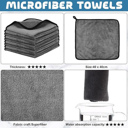 Tallew 50 Pcs Microfiber Towels 16 Inch x 16 Inch Microfiber Cloth Car Drying Towels for Cars Washing Polishing Office Windows Cleaning Household Supplies (Gray)