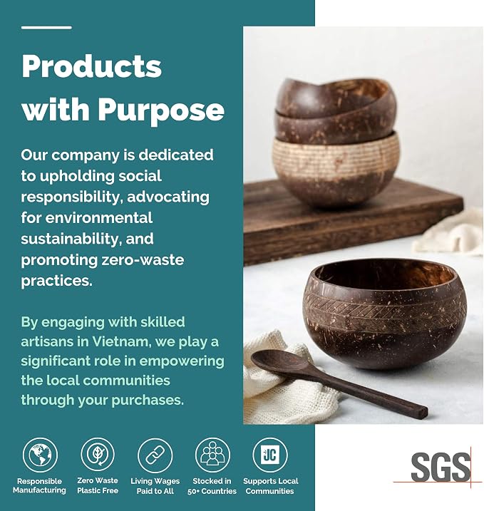 Jungle Culture 2 Polished Coconut Bowl & Wooden Spoons Set