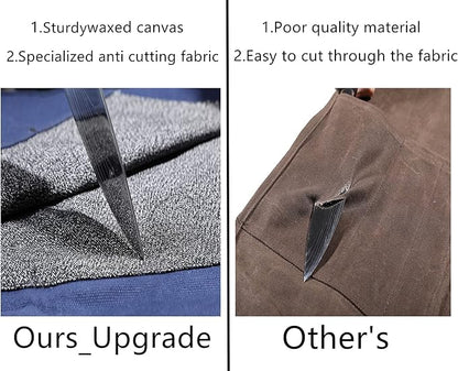 Knife Roll, Knife Cases Organizer-Durable Waxed Canvas With Cut Resistant Lining -5 Pockets (Khaki)