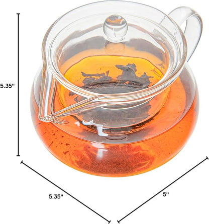 Restaurantware Forma 17 Ounce Glass Teapot 1 Double Wall Glass Tea Kettle - Does Not Chip Reusable Clear Glass Double Wall Teapot Rolled Rim Dishwashable