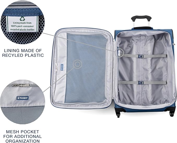 Travelpro Maxlite 5 Softside Expandable Checked Luggage with Spinner Wheels, Lightweight, 25-Inch — Ensign Blue