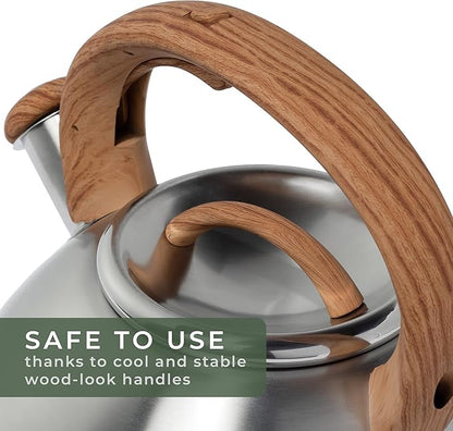 WALDWERK Tea Kettle Stovetop (2.4 Quart) - Teapot for Stovetop - also for Induction and Gas Stoves - Stainless Steel Tea Kettle - Whistling Tea Kettle for Stove Top