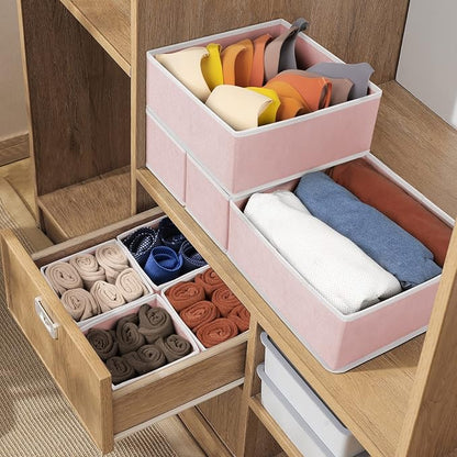 8 Pack Underwear Drawer Organizer, Drawer Organizer Clothes, Foldable Cloth Storage Box Closet Dresser Drawer Divider Organizer for Clothes, Scarves