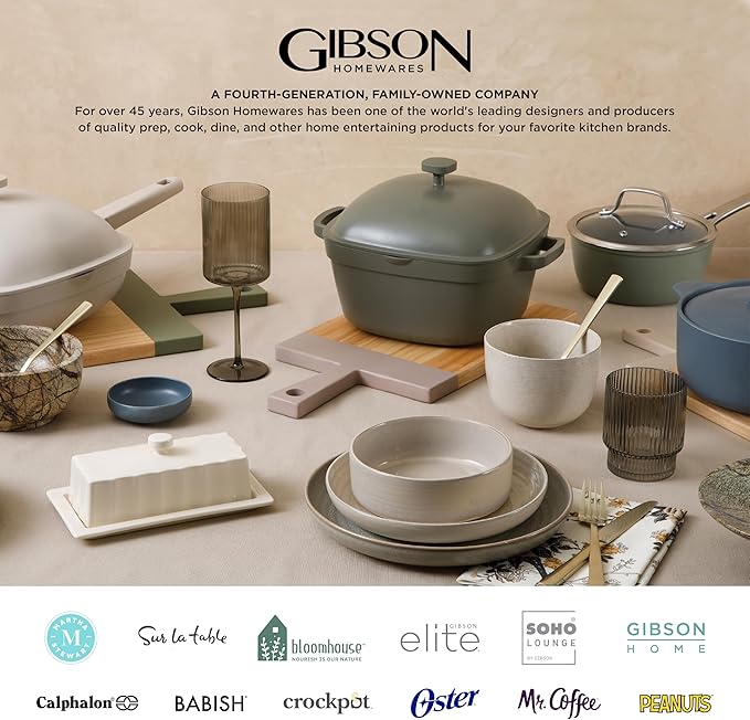 Gibson Elite Pasco 16 Piece Plates and Bowls Double Bowl Reactive Glaze Dishes