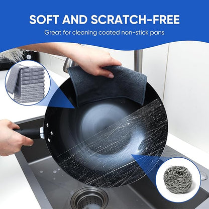 10Pcs New Upgrade 2-Layer Non Scratch Wire Dishcloth,Wire Dishwashing Rag, Non-Scratch Wire Dishwashing Rags for Wet and Dry, Kitchen Cleaning Dish Rags for Cookware,Sinks, Dishes,Stove