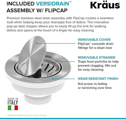 KRAUS Kitchen Sink Bellucci 29” Undermount Workstation Granite, Metallic Gray, Accessories, KGUW2-30MGR
