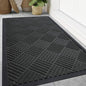 Smiry Front Door Mat Outside Entrance, Heavy Duty Outdoor Indoor Natural Rubber Doormat, Non Slip, Trap Dirt and Moisture, Easy Clean, Low Profile Patio Porch Entryway Mat, 71x47, Black