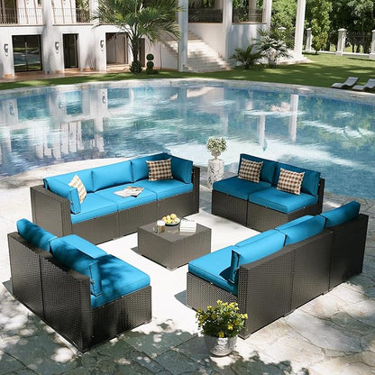 Aoxun Patio Furniture Set, 11 Piece Outdoor Sectional Sofas