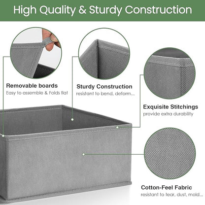 Criusia Drawer Organizer Clothes,16 Pack Underwear Drawer Organizers, Foldable Closet Organizers and Storage Dresser Drawer Dividers Clothing Organizer for Clothes, Socks, Scarves, Bra, Ties (Grey)