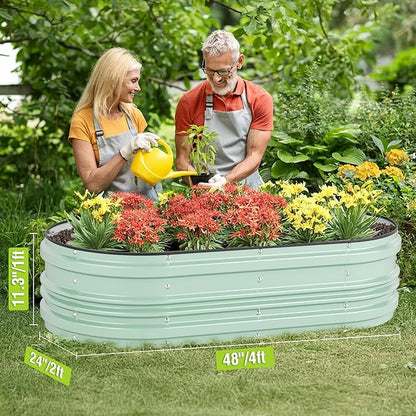 WORKPRO 2PK 4x2x1ft Galvanized Raised Garden Bed Set, Rust & Corrosion