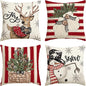 AVOIN colorlife Christmas Snowman Reindeer Gloves Eucalyptus Red Throw Pillow Covers, 18 x 18 Inch Winter Holiday Stripes Cushion Case Decoration for Sofa Couch Set of 4