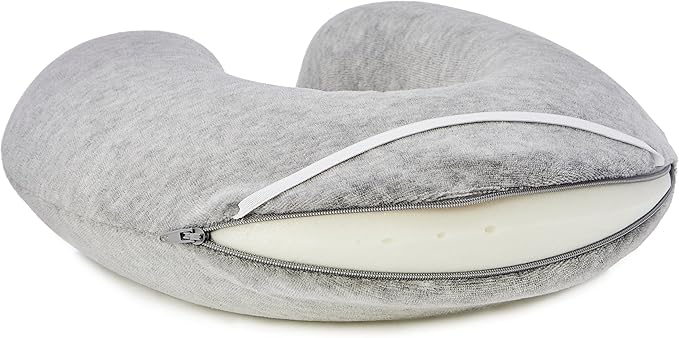 Amazon Basics Memory Foam Semicircular Neck Pillow, Grey