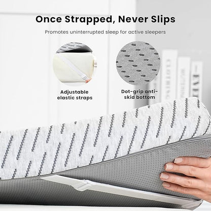 Bamboo Mattress Topper Full Size 4 Inch, Cooling Gel & Bamboo Charcoal Memory Foam Mattress Topper for Back Pain Relief, Firm Dual-Layer Foam Bed Pad with Removable Cover
