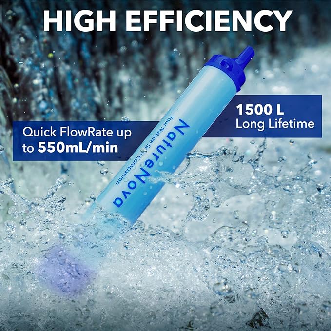 Personal Water Filter Straw Outdoor Portable Filtration Emergency Survival Gear Water Solutions Tactical Gear for Hiking Camping Accessories Travel Hunting Fishing Outing Backpacking