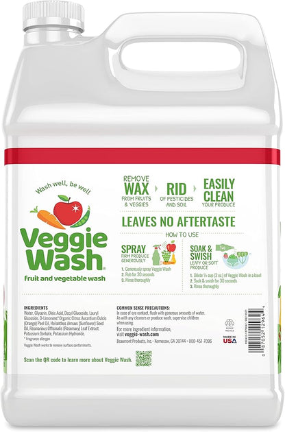 Veggie Wash Fruit and Vegetable Wash, Ideal for Cleaning Produce, 1 Gallon